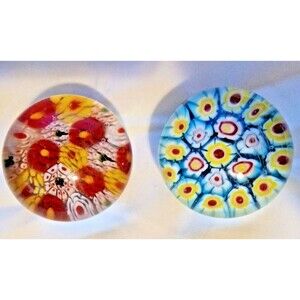 2 Nice  Closepack Millefiori Mini Paperweights  1.5 INCH